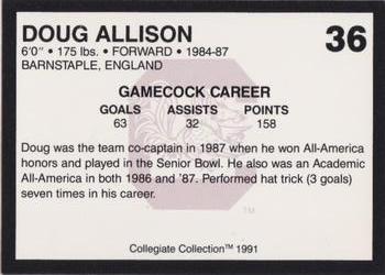 1991 Collegiate Collection South Carolina Gamecocks #36 Doug Allison Back