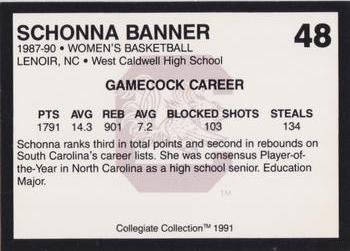 1991 Collegiate Collection South Carolina Gamecocks #48 Schonna Banner Back