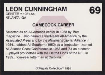 1991 Collegiate Collection South Carolina Gamecocks #69 Leon Cunningham Back