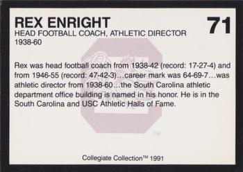 1991 Collegiate Collection South Carolina Gamecocks #71 Rex Enright Back