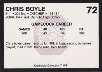 1991 Collegiate Collection South Carolina Gamecocks #72 Chris Boyle Back