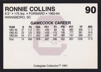 1991 Collegiate Collection South Carolina Gamecocks #90 Ronnie Collins Back