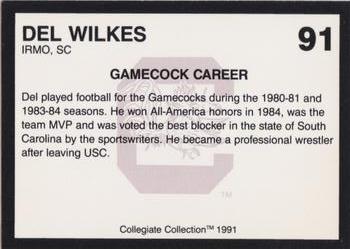 1991 Collegiate Collection South Carolina Gamecocks #91 Del Wilkes Back