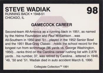 1991 Collegiate Collection South Carolina Gamecocks #98 Steve Wadiak Back