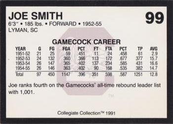 1991 Collegiate Collection South Carolina Gamecocks #99 Joe Smith Back