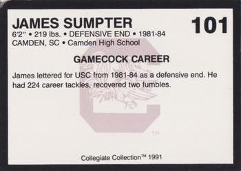 1991 Collegiate Collection South Carolina Gamecocks #101 James Sumpter Back