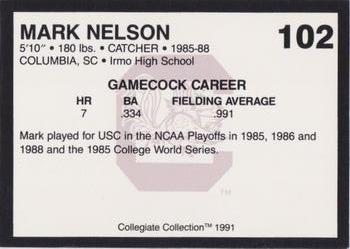1991 Collegiate Collection South Carolina Gamecocks #102 Mark Nelson Back
