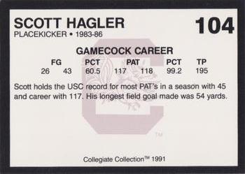 1991 Collegiate Collection South Carolina Gamecocks #104 Scott Hagler Back