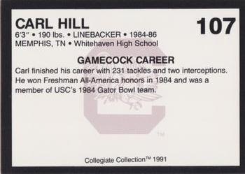 1991 Collegiate Collection South Carolina Gamecocks #107 Carl Hill Back