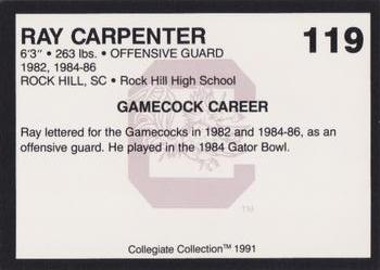 1991 Collegiate Collection South Carolina Gamecocks #119 Ray Carpenter Back