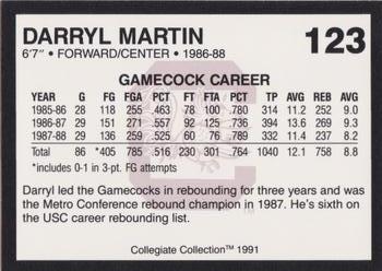 1991 Collegiate Collection South Carolina Gamecocks #123 Darryl Martin Back