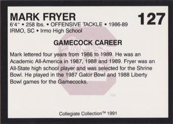 1991 Collegiate Collection South Carolina Gamecocks #127 Mark Fryer Back