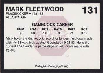 1991 Collegiate Collection South Carolina Gamecocks #131 Mark Fleetwood Back