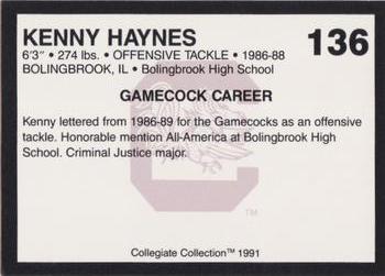1991 Collegiate Collection South Carolina Gamecocks #136 Kenny Haynes Back