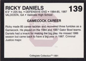 1991 Collegiate Collection South Carolina Gamecocks #139 Ricky Daniels Back