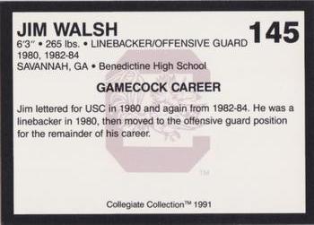 1991 Collegiate Collection South Carolina Gamecocks #145 Jim Walsh Back
