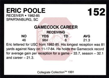 1991 Collegiate Collection South Carolina Gamecocks #152 Eric Poole Back