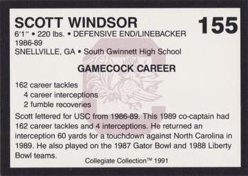 1991 Collegiate Collection South Carolina Gamecocks #155 Scott Windsor Back