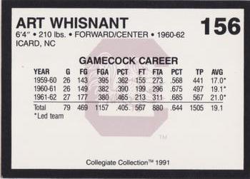 1991 Collegiate Collection South Carolina Gamecocks #156 Art Whisnant Back