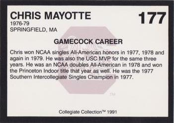 1991 Collegiate Collection South Carolina Gamecocks #177 Chris Mayotte Back