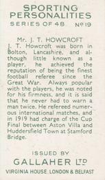 1936 Gallaher Sporting Personalities #19 J.T. Howcroft Back