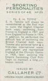 1936 Gallaher Sporting Personalities #25 Edward Temme Back
