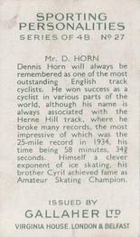 1936 Gallaher Sporting Personalities #27 Dennis Horn Back