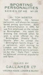 1936 Gallaher Sporting Personalities #28 Tom Webster Back