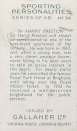 1936 Gallaher Sporting Personalities #34 Sir Harry Preston Back