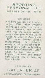 1936 Gallaher Sporting Personalities #41 Kid Berg Back