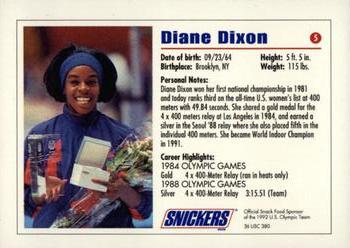 1992 Snickers U.S. Olympic #5 Diane Dixon Back