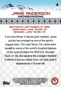 2014 Topps U.S. Olympic & Paralympic Team & Hopefuls #4 Jamie Anderson Back