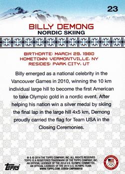 2014 Topps U.S. Olympic & Paralympic Team & Hopefuls #23 Billy Demong Back