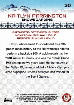 2014 Topps U.S. Olympic & Paralympic Team & Hopefuls #30 Kaitlyn Farrington Back