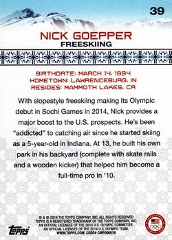 2014 Topps U.S. Olympic & Paralympic Team & Hopefuls #39 Nick Goepper Back