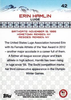 2014 Topps U.S. Olympic & Paralympic Team & Hopefuls #42 Erin Hamlin Back