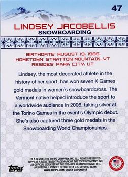 2014 Topps U.S. Olympic & Paralympic Team & Hopefuls #47 Lindsey Jacobellis Back