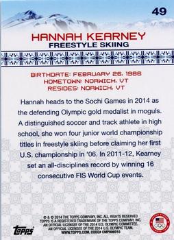 2014 Topps U.S. Olympic & Paralympic Team & Hopefuls #49 Hannah Kearney Back