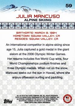 2014 Topps U.S. Olympic & Paralympic Team & Hopefuls #59 Julia Mancuso Back
