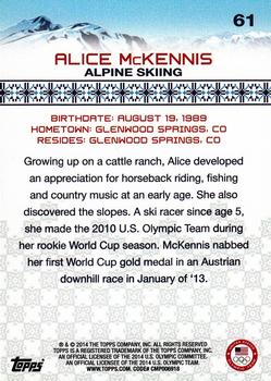 2014 Topps U.S. Olympic & Paralympic Team & Hopefuls #61 Alice McKennis Back