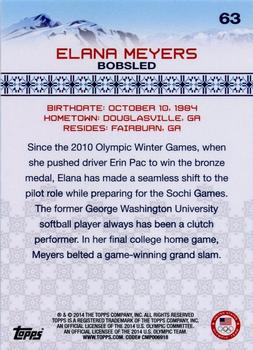 2014 Topps U.S. Olympic & Paralympic Team & Hopefuls #63 Elana Meyers Back