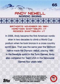 2014 Topps U.S. Olympic & Paralympic Team & Hopefuls #65 Andy Newell Back