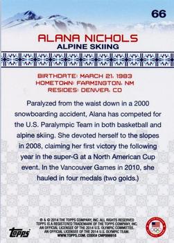 2014 Topps U.S. Olympic & Paralympic Team & Hopefuls #66 Alana Nichols Back