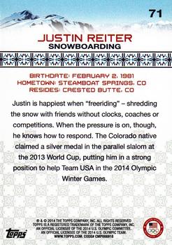 2014 Topps U.S. Olympic & Paralympic Team & Hopefuls #71 Justin Reiter Back