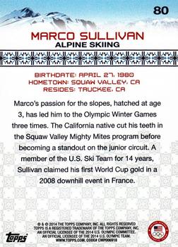 2014 Topps U.S. Olympic & Paralympic Team & Hopefuls #80 Marco Sullivan Back