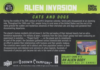 2013 Upper Deck Goodwin Champions - Alien Invasion #EODAI-12 Cats and Dogs Back
