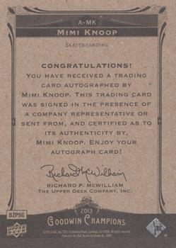 2013 Upper Deck Goodwin Champions - Autographs #A-MK Mimi Knoop Back