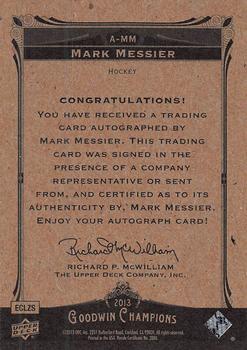 2013 Upper Deck Goodwin Champions - Autographs #A-MM Mark Messier Back