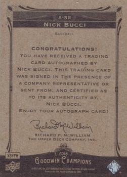 2013 Upper Deck Goodwin Champions - Autographs #A-NB Nick Bucci Back
