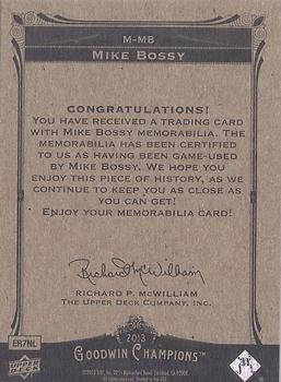 2013 Upper Deck Goodwin Champions - Memorabilia #M-MB Mike Bossy Back